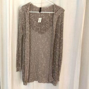 Full Tilt Purple Hooded Open Stitch Cardigan